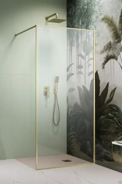 Radaway Modo F II Душевое ограждение walk-in 8 мм, Easy Clean 115х200h см, цвет: brushed gold 10409115-99-01