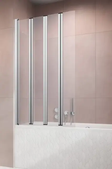 Radaway Eos PNW Шторка на ванну складная, прозрачная 6 мм, Easy Clean 10х150h см, цвет: хром глянец 1205401-101