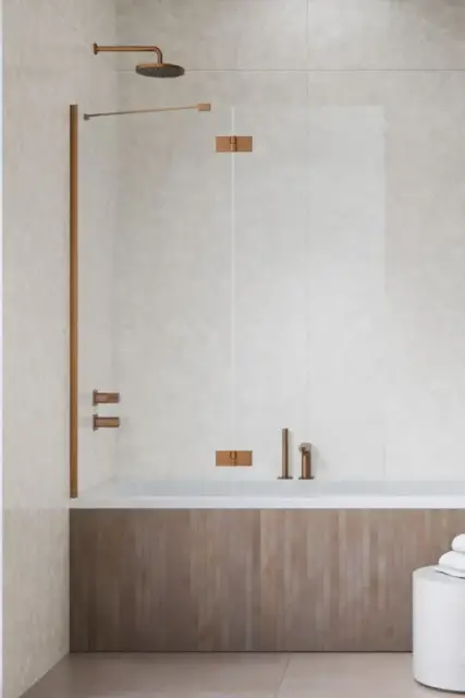 Radaway Essenza PND II Шторка на ванну распашная 6 мм, Easy Clean 130х150h см, цвет: brushed copper 110002130-93-01R