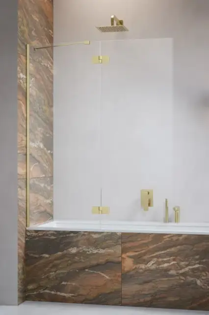 Radaway Essenza PND II Шторка на ванну распашная 6 мм, Easy Clean 140х150h см, цвет: brushed gold 110002140-99-01L