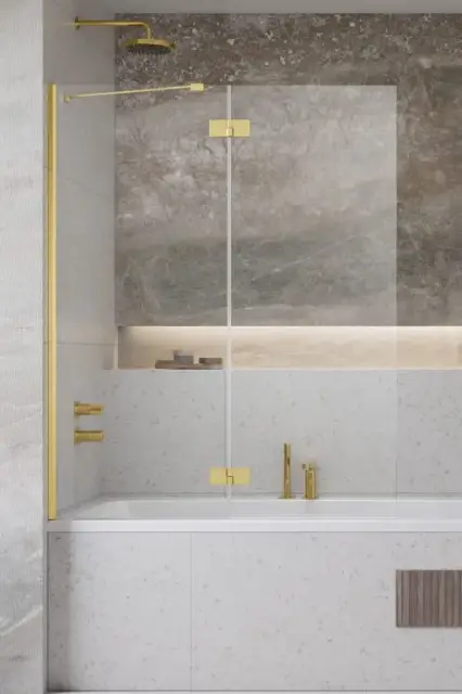 Radaway Essenza PND II Шторка на ванну распашная 6 мм, Easy Clean 100х150h см, цвет: gold 110002100-09-01R