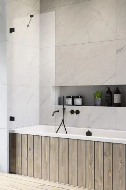 Radaway Essenza Pro PNJ II Шторка на ванну, прозрачная 6 мм, Easy Clean 80х150h см, цвет: black 10101080-54-01