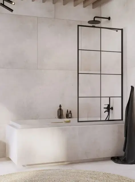 Radaway Idea PNJ II Шторка на ванну, Factory 6 мм, Easy Clean 100х150h см, цвет: black 10001100-54-55