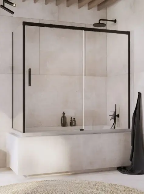 Radaway Idea PN DWJ+S Шторка на ванну раздвижная 6 мм, Easy Clean 170х150h см, цвет: black 10042170-54-01L