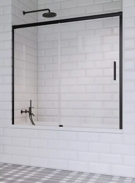 Radaway Idea PN DWJ Шторка на ванну раздвижная прозрачная 6 мм, Easy Clean 160х150h см, цвет: black 10003160-54-01L