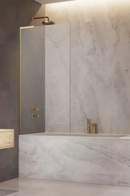 Radaway Modo SL PNJ II Шторка на ванну, прозрачная 8 мм, Easy Clean 100х150h см, цвет: gold 10316100-09-01R