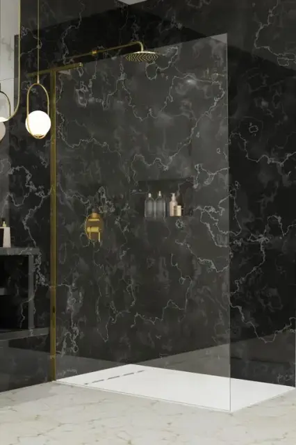 Radaway Modo SL II Душевое ограждение walk-in, прозрачное 8 мм, Easy Clean 80х200h см, цвет: gold 10319084-09-01R