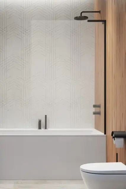 Radaway Modo SL PNJ II Шторка на ванну, прозрачная 8 мм, Easy Clean 90х150h см, цвет: black 10316090-54-01L