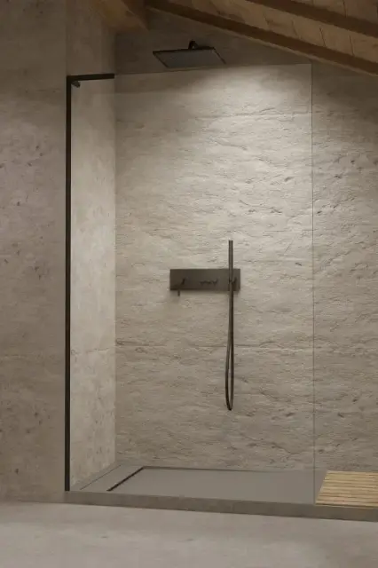 Radaway Modo SL II Душевое ограждение walk-in, прозрачное 8 мм, Easy Clean 65х200h см, цвет: black 10319065-54-01R