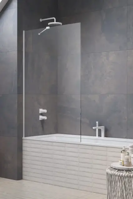 Radaway Modo New PNJ II Шторка на ванну, прозрачная 8 мм, Easy Clean 60х150h см, цвет: white 10006060-04-01