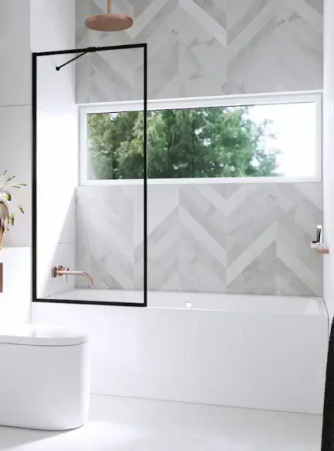 Radaway Modo New PNJ II Шторка на ванну, Frame 8 мм, Easy Clean 60х150h см, цвет: black 10006060-54-56