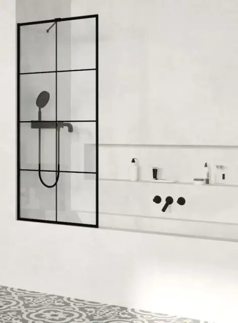 Radaway Modo New PNJ II Шторка на ванну, Factory 8 мм, Easy Clean 100х150h см, цвет: black 10006100-54-55