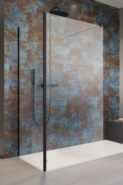 Radaway Modo New IV Душевое ограждение walk-in прозрачное 8 мм, Easy Clean 140х200h см, цвет: black 389644-54-01