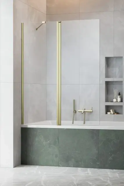 Radaway Nes PND II Шторка на ванну распашная 6 мм, Easy Clean 110х150h см, цвет: brushed gold 10009110-99-01L