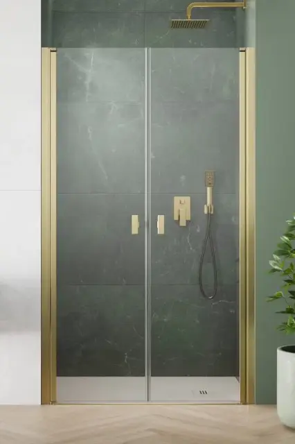 Radaway Nes DWD I Душевая дверь в нишу прозрачная 6 мм, Easy Clean 120х200h см, цвет: brushed gold 10027120-99-01