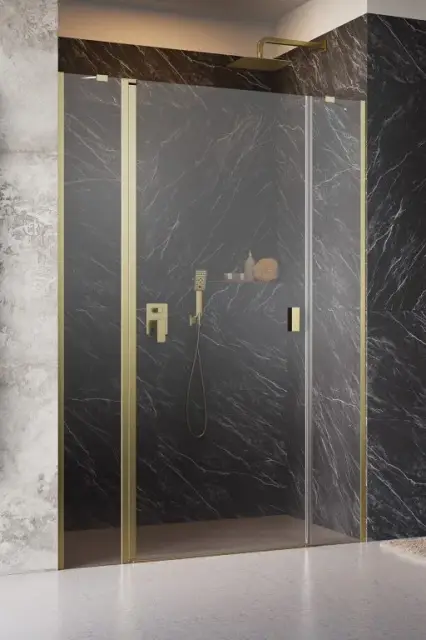 Radaway Nes DWJS Душевая дверь в нишу, левая 6 мм, Easy Clean 130х200h см, цвет: brushed gold 10038130-99-01L