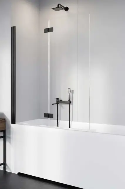 Radaway Nes PND I Шторка на ванну складная, прозрачная 6 мм, Easy Clean 120х150h см, цвет: black 10010120-54-01R