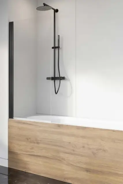 Radaway Nes PNJ I Шторка на ванну распашная, прозрачная 6 мм, Easy Clean 50х150h см, цвет: black 10011050-54-01R