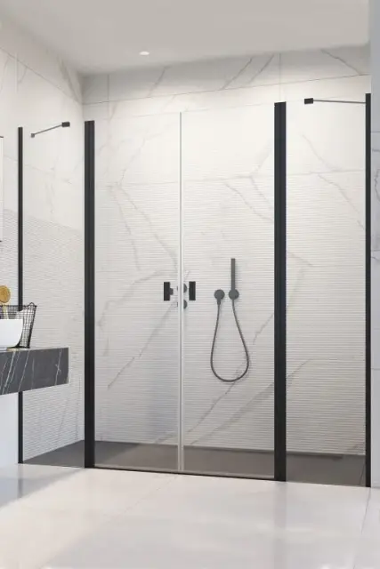 Radaway Nes DWD II Фронтальная стенка, прозрачная 6 мм, Easy Clean 97х200h см, цвет: black 10041097-54-01