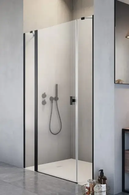 Radaway Nes DWJS Душевая дверь в нишу, правая, прозрачная 6 мм, Easy Clean 140х200h см, цвет: black 10038140-54-01R