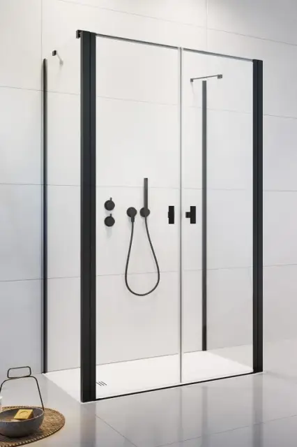 Radaway Nes DWD+2S Душевая дверь, прозрачная 6 мм, Easy Clean 110х200h см, цвет: black 10035110-54-01