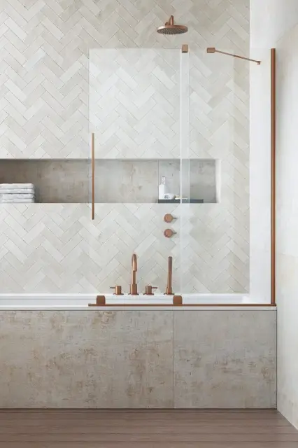 Radaway Furo PND II Шторка на ванну раздвижная 8 мм, Easy Clean 73,8х150h см, цвет: brushed copper 10109738-93-01R