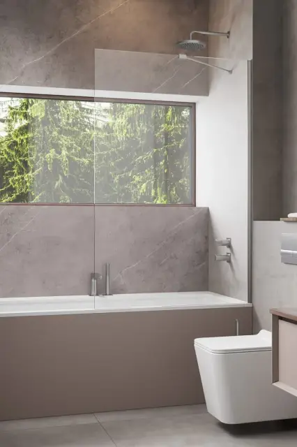 Radaway Modo New PNJ II Шторка на ванну, прозрачная, Easy Clean 80х150h см, цвет: brushed nickel 10006080-91-01