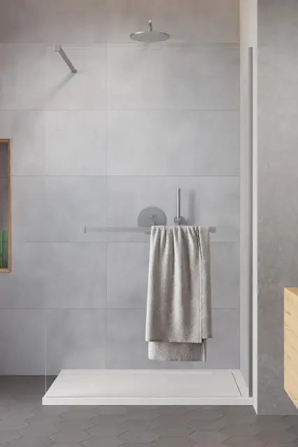 Radaway Modo New II Ограждение walk-in с полотенцедержателем 90х200h см, цвет: brushed nickel 389094-91-01W