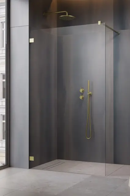 Radaway Essenza Pro Душевое ограждение walk-in 6 мм, Easy Clean 85х200h см, цвет: brushed gold 10103085-99-01