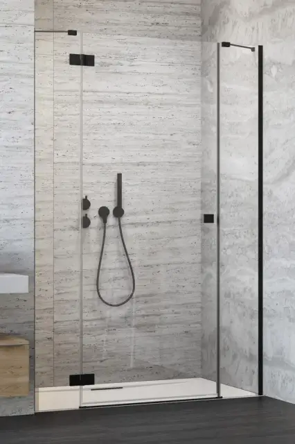 Radaway Essenza DWJS Душевая дверь в нишу, правая 6 мм, Easy Clean 140х200h см, цвет: black 1385033-54-01R