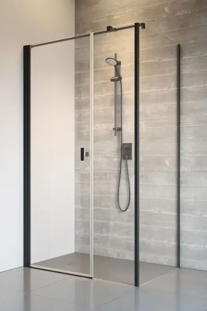 Radaway Nes 8 KDS I Фронтальная стенка, прозрачная 8 мм, Easy Clean 40,3х200h см, цвет: black 10073112-54-01