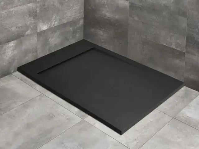 Radaway Teos F Поддон для душа из композита, 130х90х3h см с крышкой слива, цвет: black HTF13090-54