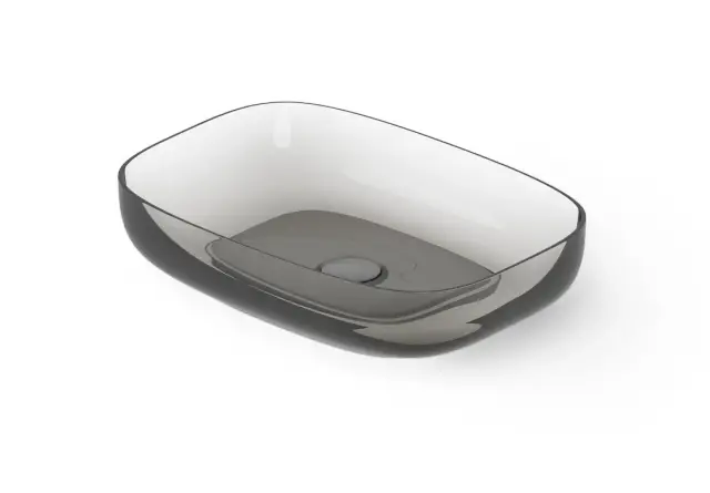 Dea Design Раковина чаша 55x38x12h см, Glasstech, цвет: smoky black DD9094 550 R4