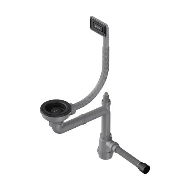 Omoikiri WK-1-UN GB Арматура для одночашевых кухонных моек, с прямоугольным переливом, цвет: графит 4956834