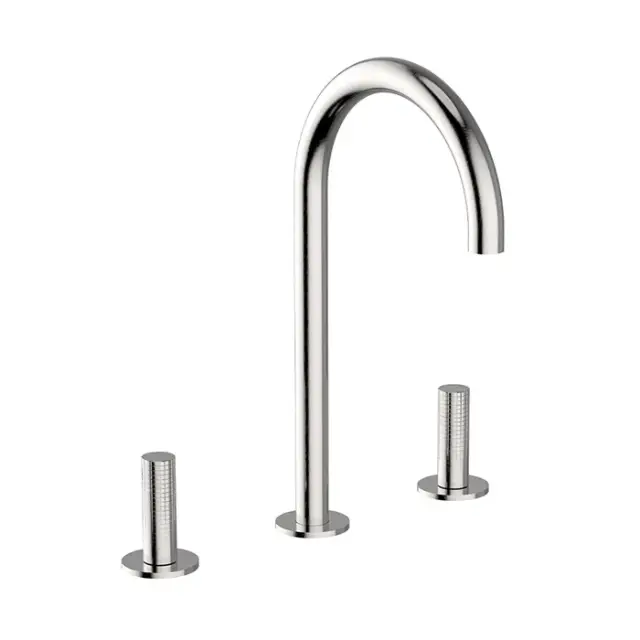 Cisal X32 Смеситель для раковины на 3 отв., без д/к, длина изл. 17 см, цвет: brushed stainless steel X1001040D1