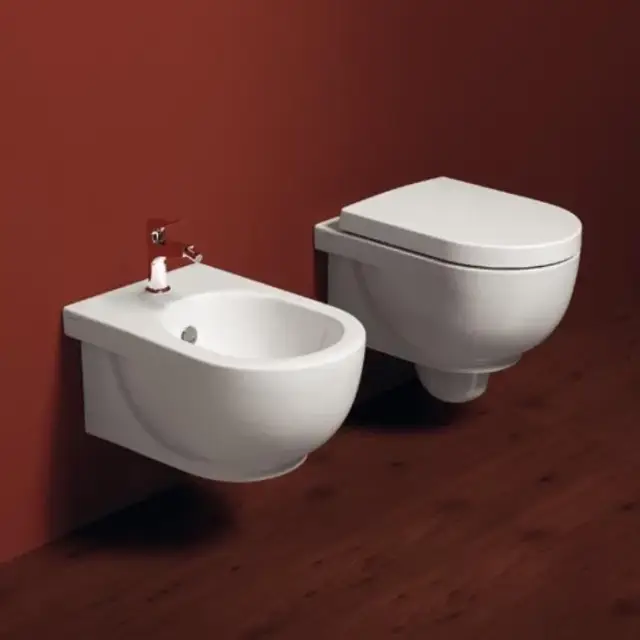 Simas E-Line Унитаз подвесной 35х51 см, без крышки и крепежа, каскадный смыв, цвет: белый глянцевый EL18bi