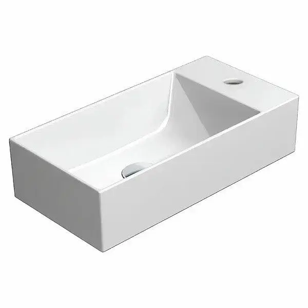 GSI Kube X Рукомойник подвесной 50x25 см, с 1 отверстием под смеситель и креп., цвет: белый глянц. 9486F111