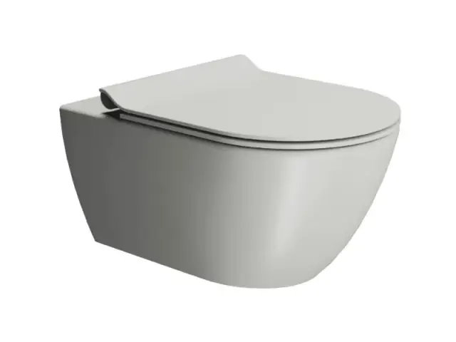 GSI Pura Унитаз подвесной 55x36 см безободковый, смыв swirlflush, с крепежом, цвет: cenere opaco 8815FR217