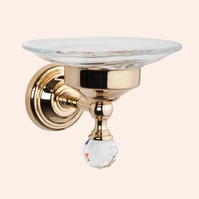 TW Crystal 106 Мыльница со стеклянной колбой, подвесная, цвет: золото TWCR106oro-sw