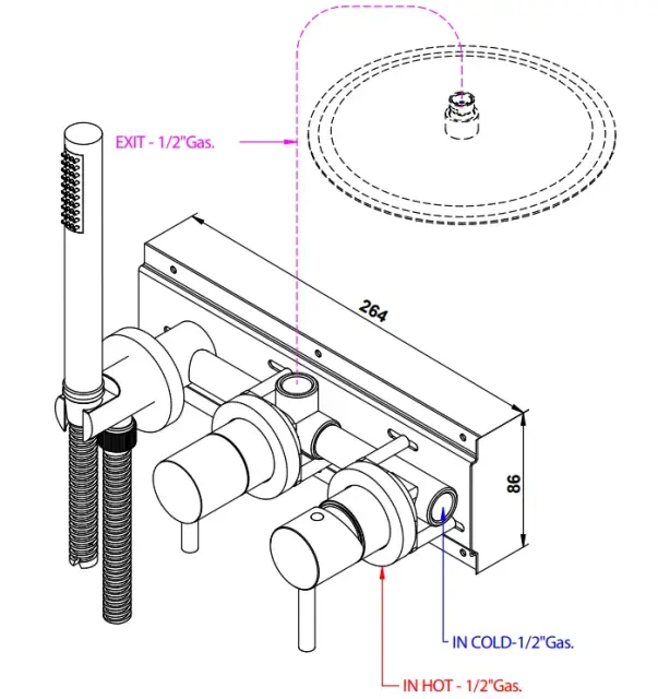 Bongio Time Gio Внутренняя часть для встроенного душевого смесителя 0969000DP