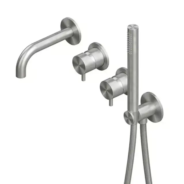 QuadroDesign Source Смеситель для ванны встр, с изливом и душ набором, цвет: brushed stainless steel 1369.00AS