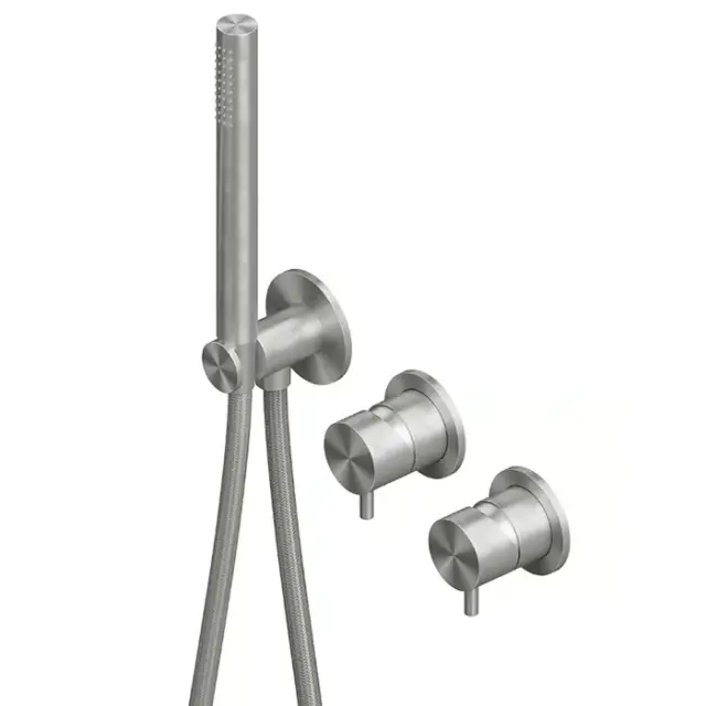 QuadroDesign Source Смеситель для ванны встраив, душ, шланг держатель, цвет: brushed stainless steel 1368.00AS