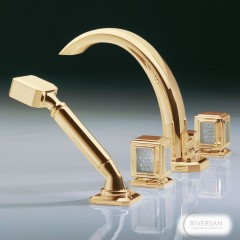 THG Metropolis cristal clair Смеситель для ванны, цвет: золото/прозрачный хрусталь 074930