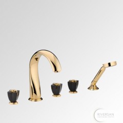 THG Petale de Cristal noir Смеситель для ванны, цвет золото/черный хрусталь 215718
