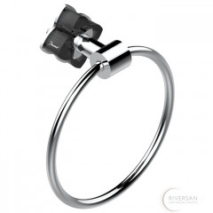 THG Pétale de cristal noir Полотенцедержатель - кольцо 18см., подвесной, цвет: хром/черный хрусталь 404851