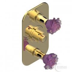 THG Rose Смеситель для душа, термостатический, с переключателем на 2 потока и запорным вентилем, цвет: золото/розовый 392713