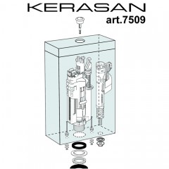 KERASAN  750990 Geberit, Механизм GEBERIT двойного слива с нижним подводом воды, цвет кнопки хром