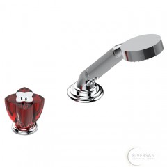 THG Petale de Cristal rouge Ручной душ на борт ванны, на 2 отв., цвет: хром/красный хрусталь 215679