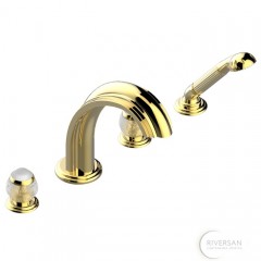 THG Panthere Cristal clair Смеситель для ванны с высоким изливом, цвет: золото/прозрачный хрусталь 075141