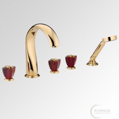 THG Petale de Cristal rouge Смеситель для ванны, цвет: золото/красный хрусталь 215668